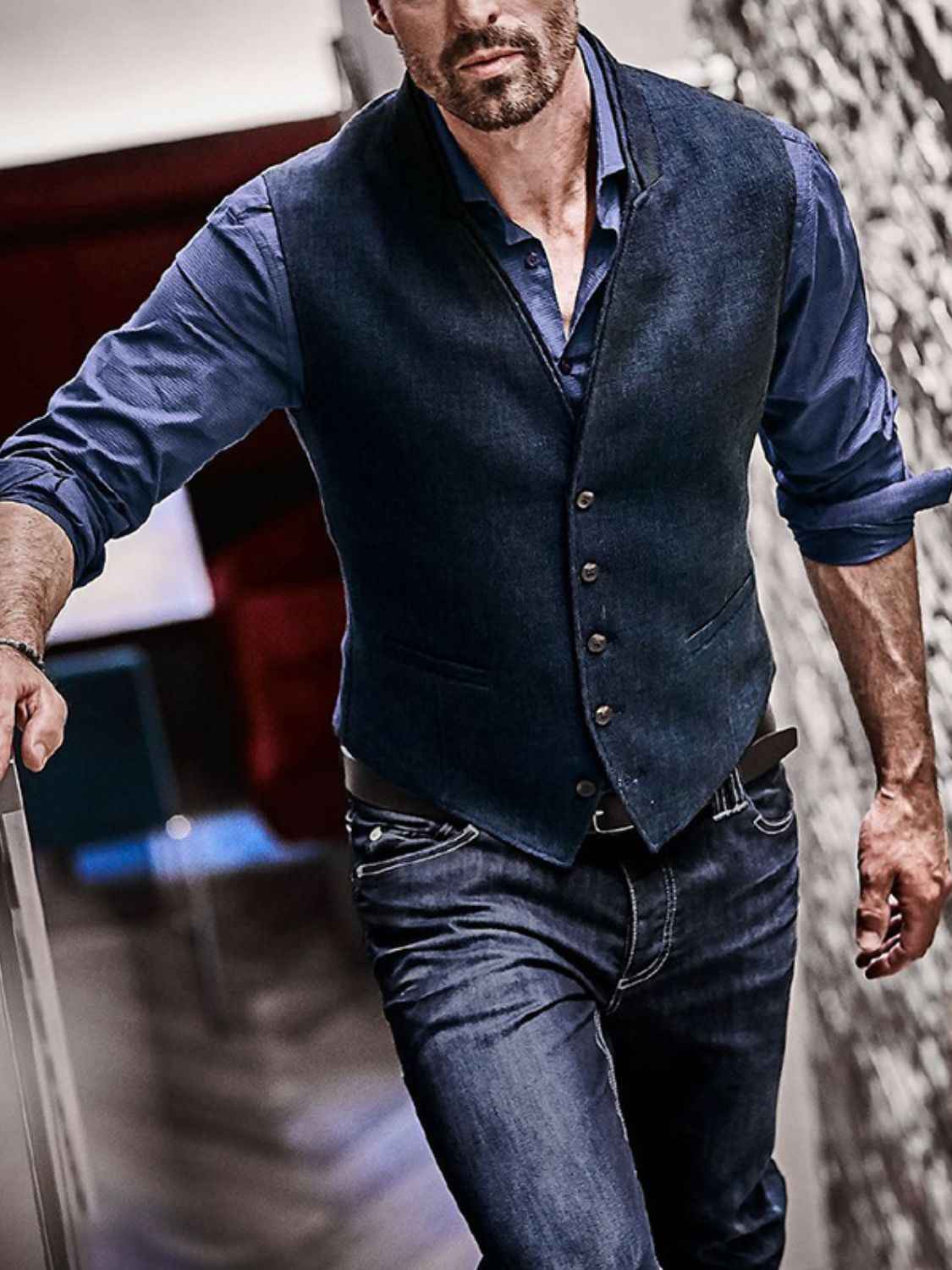 Men's Full Size Button Down Vest Plus Size - Damned Threads